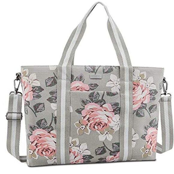 Laptop Tote Bag for Women Floral Grey Shoulder‎